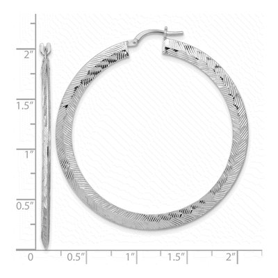 Sterling Silver 50mm Diamond-Cut Round Hoop Earrings – view 5