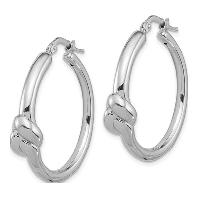 Sterling Silver 33mm Knot Large Round Hoop Earrings – view 3