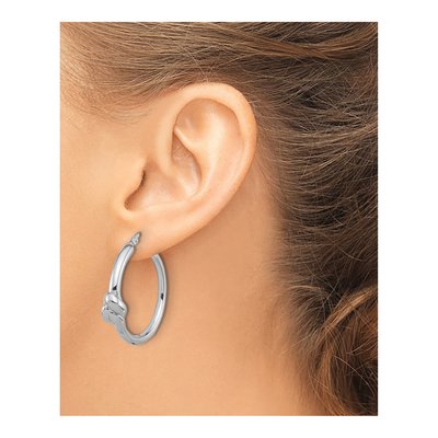 Sterling Silver 33mm Knot Large Round Hoop Earrings – view 4
