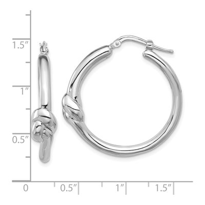 Sterling Silver 33mm Knot Large Round Hoop Earrings – view 5