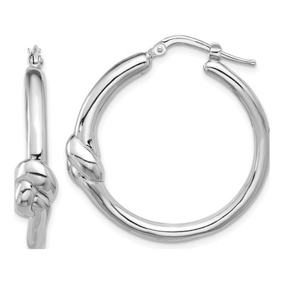 Sterling Silver 33mm Knot Large Round Hoop Earrings