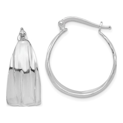 Sterling Silver 26mm Textured Round Hoop Earrings