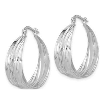 Sterling Silver 32mm Textured Hoop Earrings – view 3