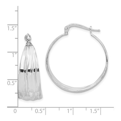 Sterling Silver 32mm Textured Hoop Earrings – view 5