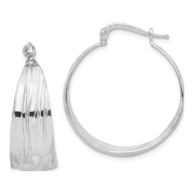 Sterling Silver 32mm Textured Hoop Earrings