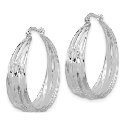 Sterling Silver 39mm Textured Large Round Hoop Earrings – view 3