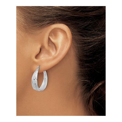 Sterling Silver 39mm Textured Large Round Hoop Earrings – view 4