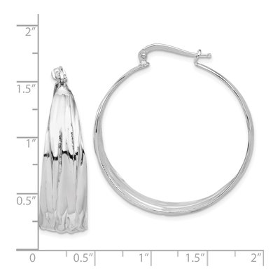 Sterling Silver 39mm Textured Large Round Hoop Earrings – view 5
