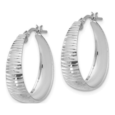 Sterling Silver 24mm Polish Tapered Lg Round Hoop Earrings – view 3