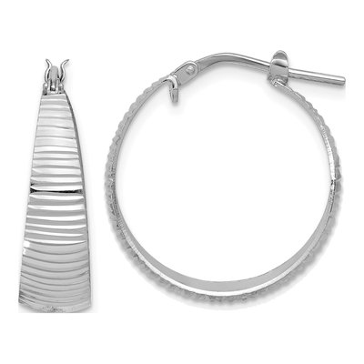 Sterling Silver 24mm Polish Tapered Lg Round Hoop Earrings