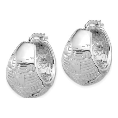 Sterling Silver 28mm Woven Shrimp Hoop Earrings – view 3