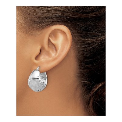 Sterling Silver 28mm Woven Shrimp Hoop Earrings – view 4