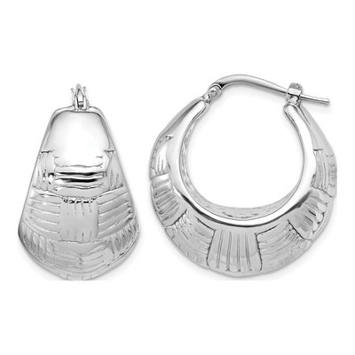 Sterling Silver 28mm Woven Shrimp Hoop Earrings
