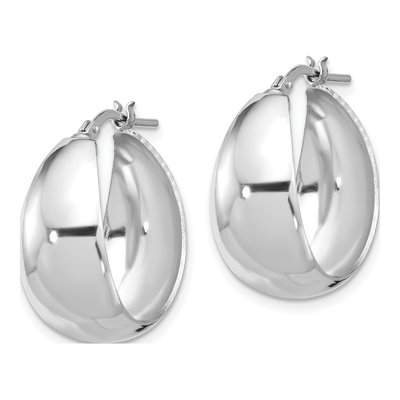 Sterling Silver 23mm Tapered Round Large Hoop Earrings – view 3