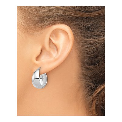Sterling Silver 23mm Tapered Round Large Hoop Earrings – view 4
