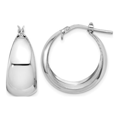 Sterling Silver 23mm Tapered Round Large Hoop Earrings