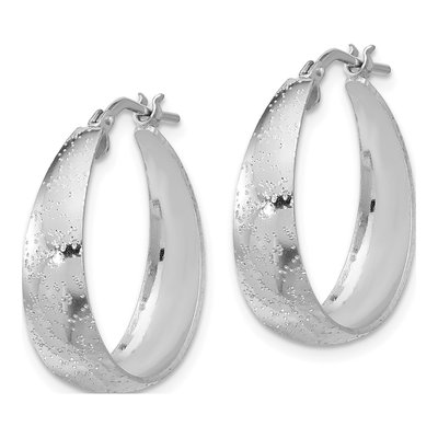 Sterling Silver 24mm Sparkle Hoop Earrings – view 3
