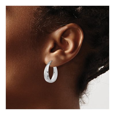 Sterling Silver 24mm Sparkle Hoop Earrings – view 4