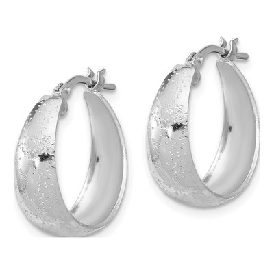 Sterling Silver 19mm Sparkle Hoop Earrings – view 3