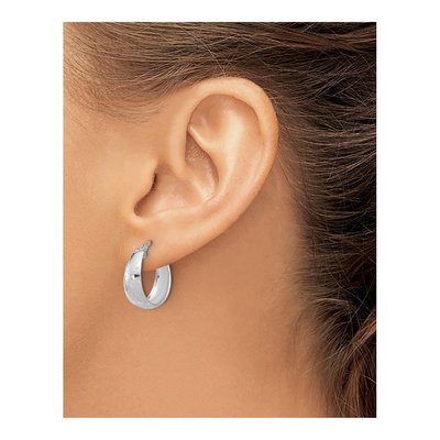 Sterling Silver 19mm Sparkle Hoop Earrings – view 4