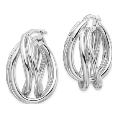 Sterling Silver Twisted Oval Hoop Earrings – view 3