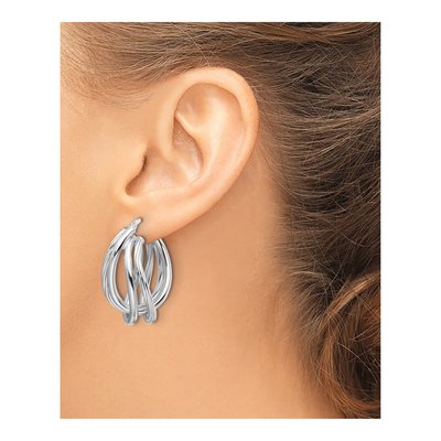 Sterling Silver Twisted Oval Hoop Earrings – view 4
