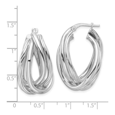 Sterling Silver Twisted Oval Hoop Earrings – view 5