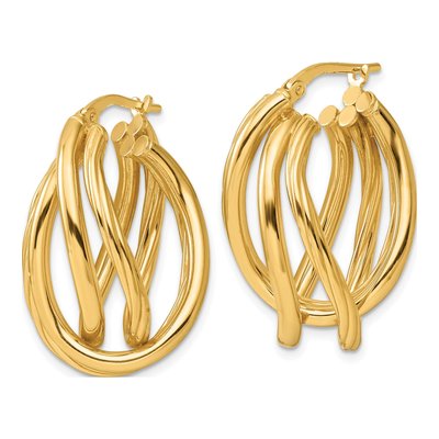Gold-Plated Sterling Silver Twisted Oval Hoop Earrings – view 3