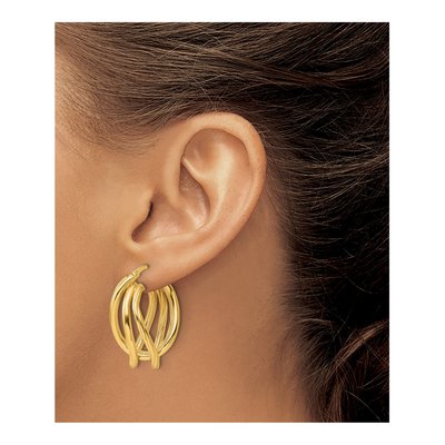 Gold-Plated Sterling Silver Twisted Oval Hoop Earrings – view 4