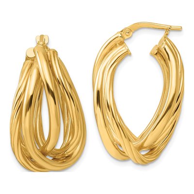 Gold-Plated Sterling Silver Twisted Oval Hoop Earrings