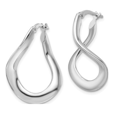 Sterling Silver 28mm Twisted Oval Hoop Earrings – view 3