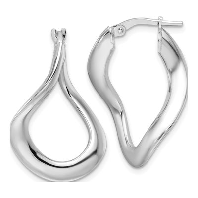 Sterling Silver 28mm Twisted Oval Hoop Earrings