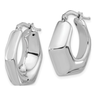Sterling Silver 24mm Hexagon Hoop Earrings – view 3