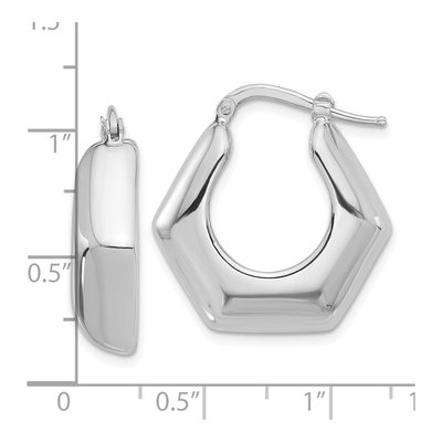 Sterling Silver 24mm Hexagon Hoop Earrings – view 5