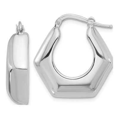 Sterling Silver 24mm Hexagon Hoop Earrings