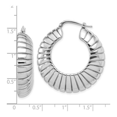 Sterling Silver 35mm Striped Large Round Hoop Earrings – view 5