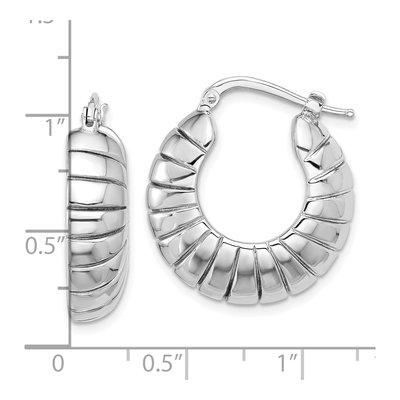 Sterling Silver 25mm Striped Small Hoop Earrings – view 5