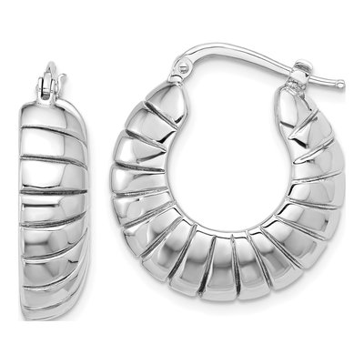Sterling Silver 25mm Striped Small Hoop Earrings