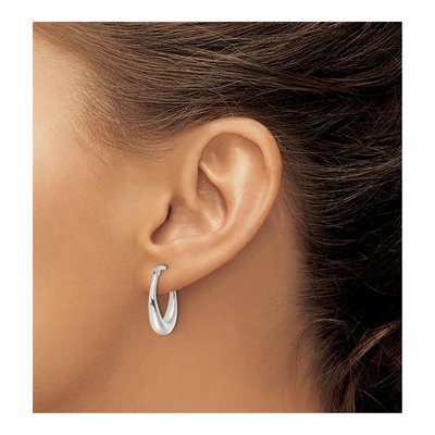 Sterling Silver 21mm Oval Hoop Earrings – view 4