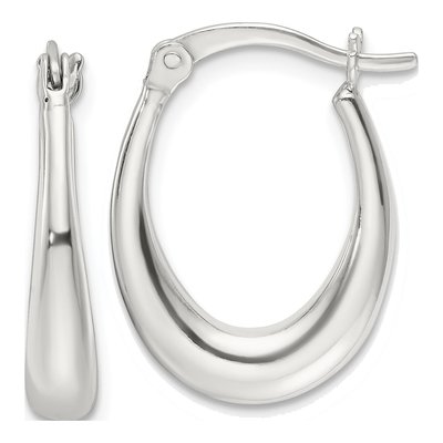 Sterling Silver 21mm Oval Hoop Earrings