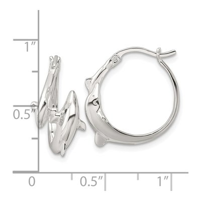 Sterling Silver 20mm Dolphin Round Hoop Earrings – view 5