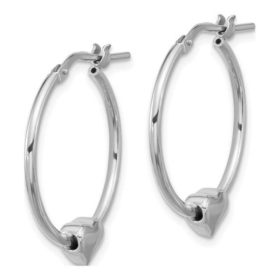 Sterling Silver Heart Round Hoop Earrings – view 3