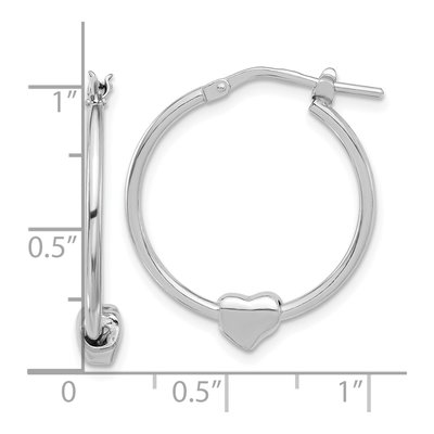 Sterling Silver Heart Round Hoop Earrings – view 5