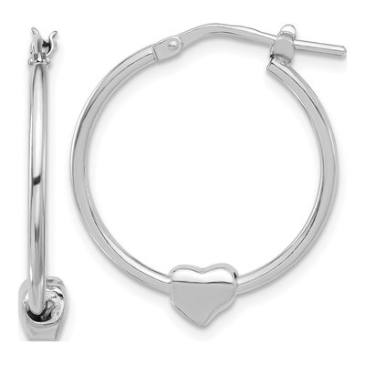 Sterling Silver Heart Round Hoop Earrings