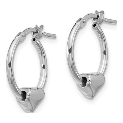 Sterling Silver Heart Hoop Earrings – view 3