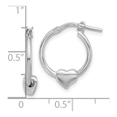 Sterling Silver Heart Hoop Earrings – view 5