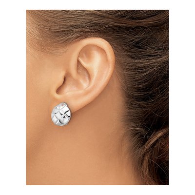 Sterling Silver Non-Pierced Circle Button Stud Earrings – view 4