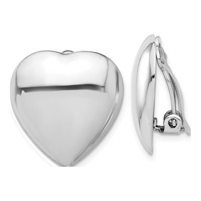 Sterling Silver Heart Clip-On Stud Earrings