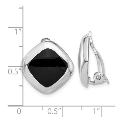 Sterling Silver Square Onyx Non-Pierced Stud Earrings – view 5
