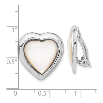 Sterling Silver Mother of Pearl Heart Clip Stud Earrings – view 4